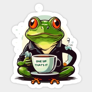 Frog and a cup of tea Sticker